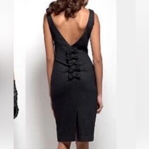 Diane Von Furstenberg Dorothea Tweed Bow Accent Dress Dark Gray Wool - Size 8